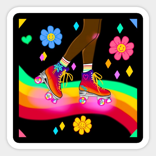 Rainbow Rollerskating Sticker by MarielaArtShop